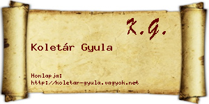 Koletár Gyula névjegykártya