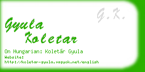 gyula koletar business card