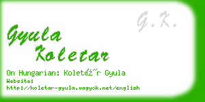 gyula koletar business card